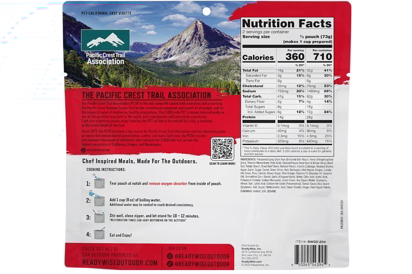 READYWISE 5.18Oz Pro Line Adventure Beef Bulgogi and Kimchi Rice Meal